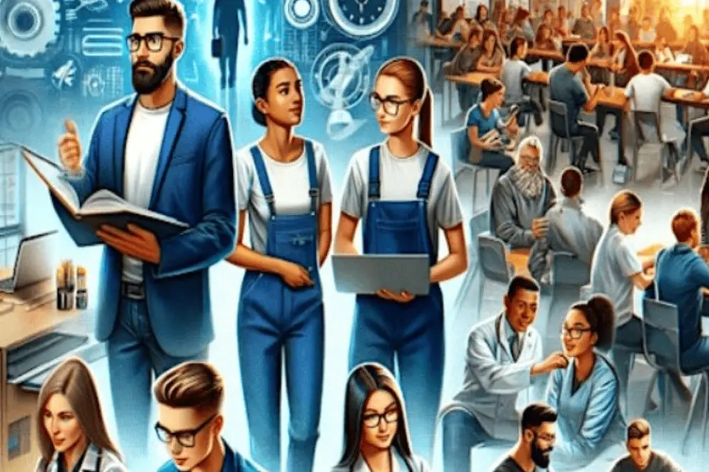 A painting of many people in various outfits